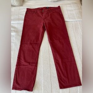 Very gently used red mens AG jeans size 38X34
